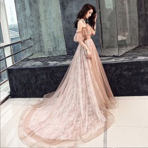 SOLD Off Shoulder Long Train Gown